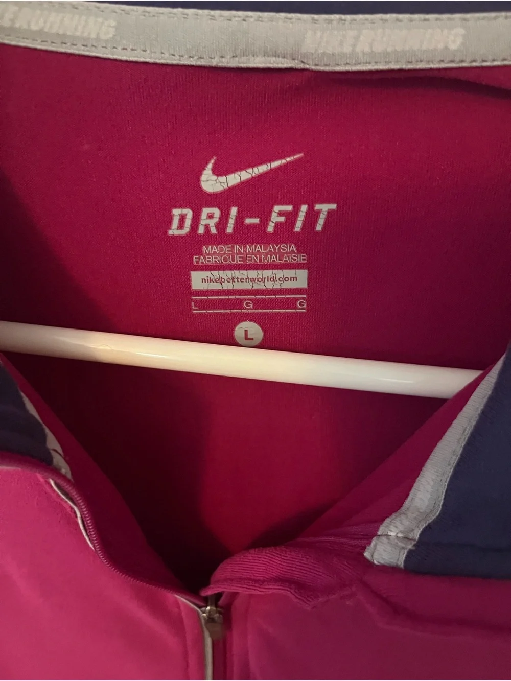 Nike Pink Dri-FIT Quarter-Zip Pullover with Navy Trim